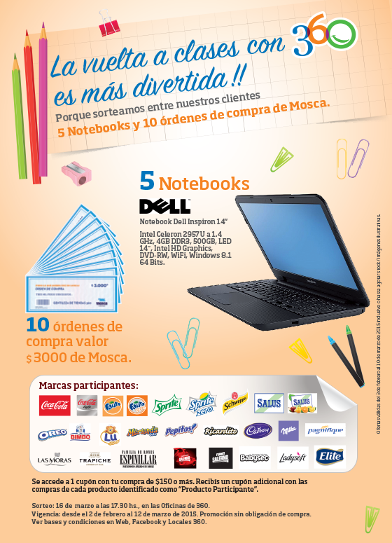 Tienda360's tweet photo. Volver a clases con Tiendas 360 es mucho más divertido! Podés ganar laptops y órdenes de compra! http://t.co/yg4qf0vCmQ