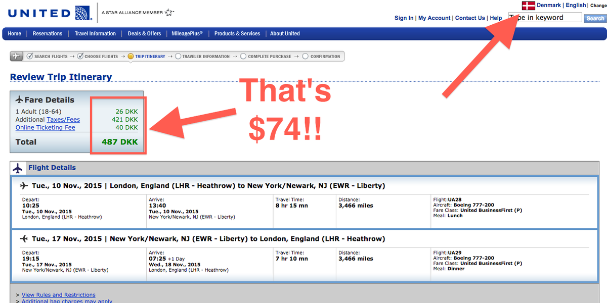United Airlines is selling first class, roundtrip tickets from London to Newark for just $74 read.bi/1vjExQ0