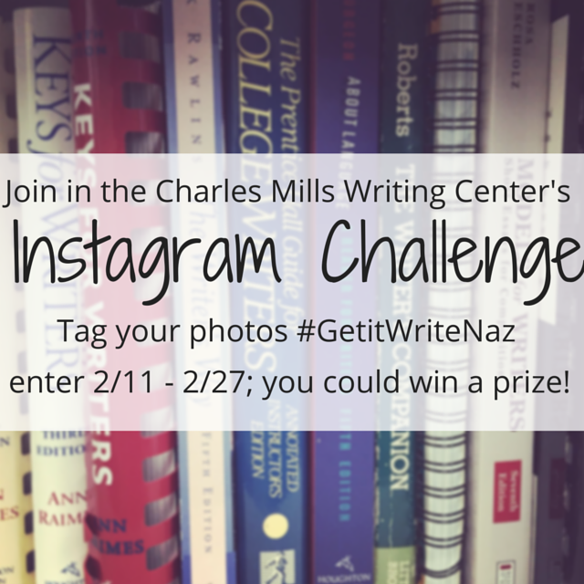 NAZ_writing's tweet photo. Hey students, tag your writing-themed Instagrams #GetItWriteNaz to enter our Challenge through 2/27!  #IWCWeek http://t.co/pNuPoJUagc