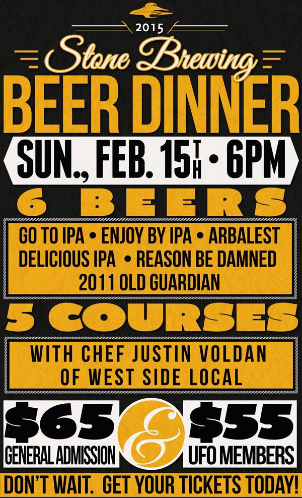 clint_mbbeerkc's tweet photo. Sunday night @FlyingSaucerKC ands @StoneBrewingCo beer dinner. @StoneBrewNate http://t.co/ZBElSsJpil