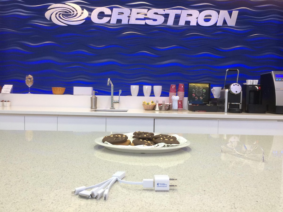 DTEN_Dave's tweet photo. Charge every phone charger hanging out in the #Crestron Experience Center with the cookies. Thanks #controlconcepts. http://t.co/Ib0owOKuCi