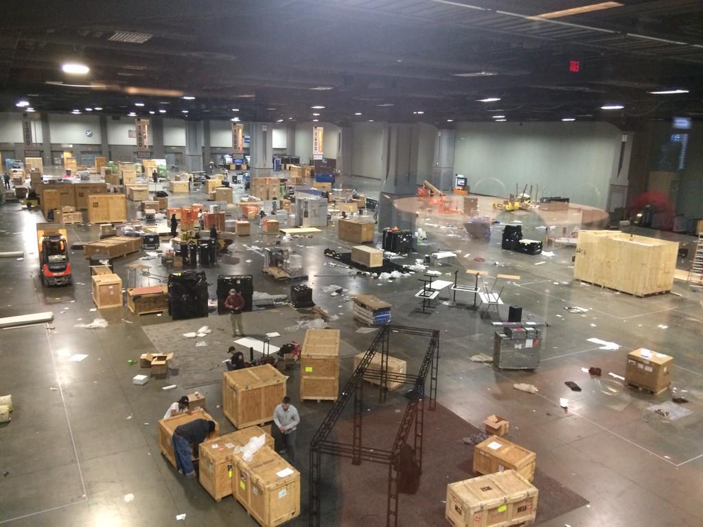 LabEquipment's tweet image. We all know a trade show looks like during operating hours. This is the aftermath. #SLAS2015