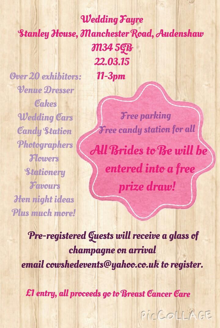 Calling all Brides to Be!  #local #Tameside 
#Audenshaw #weddingwednesday #wedding <a href="/BCCare/">Breast Cancer Now</a> <a href="/stallfinder/">Stallfinder</a>