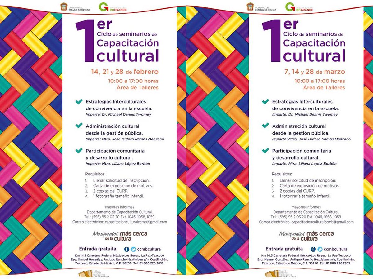 No se pierdan el Ciclo de Seminarios de #CapacitaciónCultural gratuitos dl @ccmbcultura iniciamos 14 de febrero,10h.