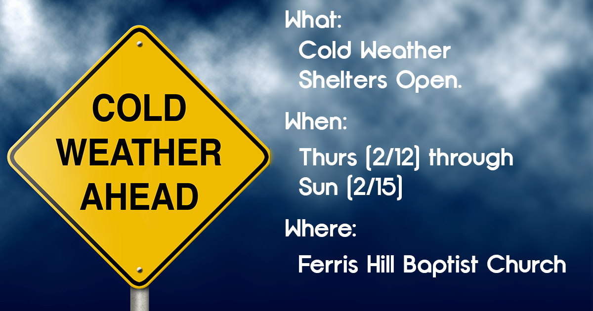 miltonchronicle's tweet photo. Milton cold weather shelters are opening up at Ferris Hill Baptist Church this Thursday through Sunday. @BrianNall http://t.co/78k5m9YFij