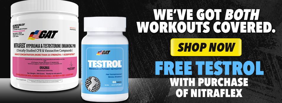 GATSPORTUSA's tweet photo. @suppz has both your workouts covered. Free #Testrol with purchase of #Nitraflex--> http://t.co/4wjNOcqf48 http://t.co/Sr9etv3Wuv