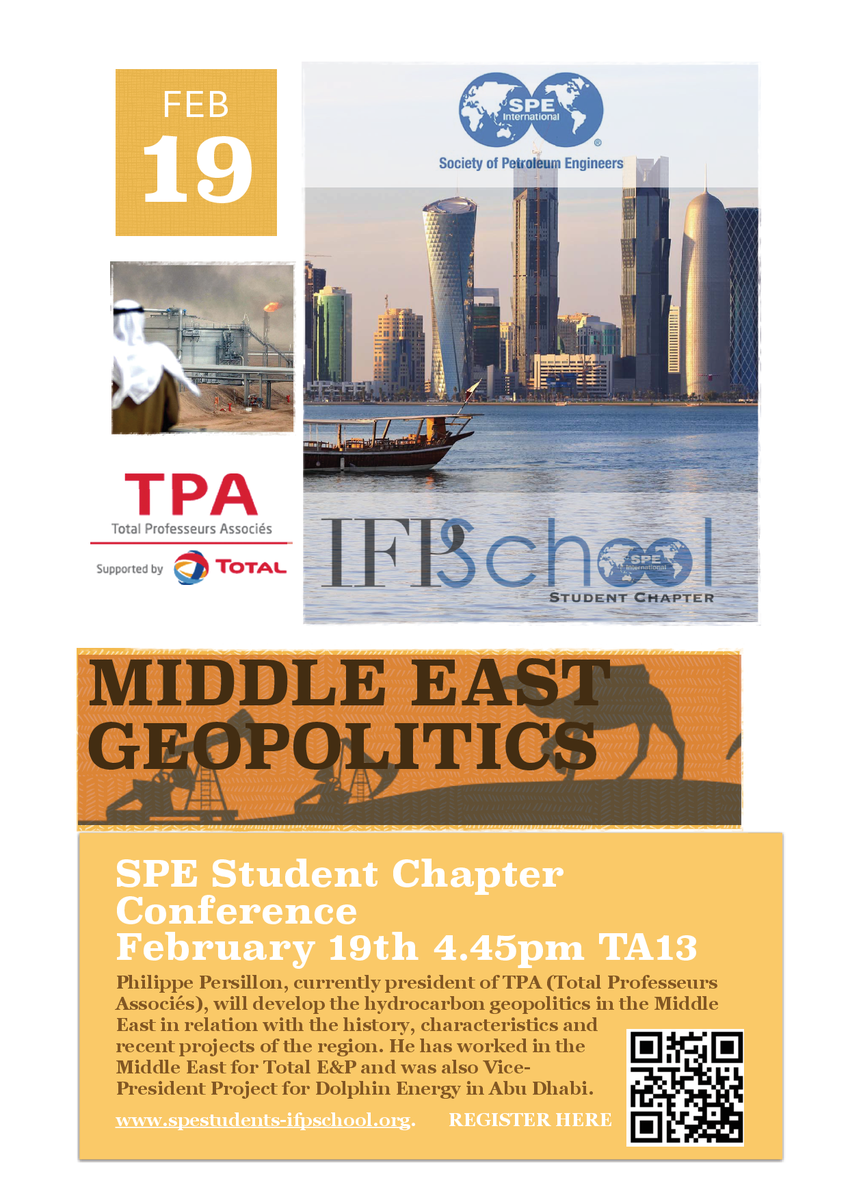 IFPSchoolSPE's tweet photo. Next Conference @SPE_Events Middle East Geopolitics @total Feb 19th in @IfpSchool Register: https://t.co/SKdKav4mBo http://t.co/kh6aVIVFmB