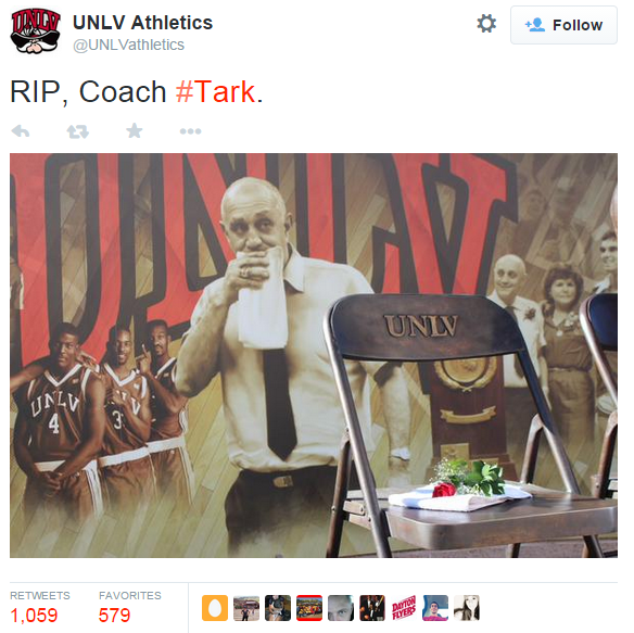 SportsCenter's tweet photo. UNLV offers a touching tribute to the late Jerry Tarkanian. http://t.co/ncGsKHRE7n