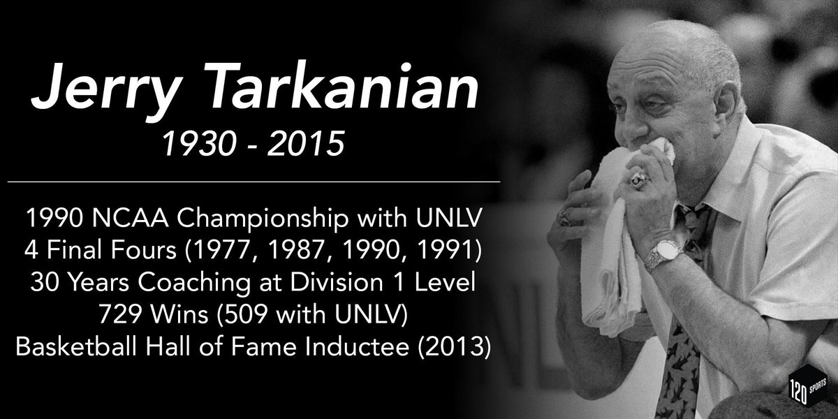 Stadium's tweet image. Longtime UNLV basketball coach Jerry Tarkanian has passed away at the age of 84: bit.ly/1zw2XpY