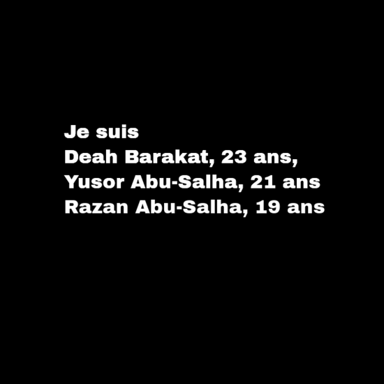 SamDeghout's tweet photo. Parlons d'eux puisque les médias ne le font pas #ChapelHillShooting #ChapelHill cc @barbpanther @RokhayaDiallo http://t.co/X9wnOSTl20