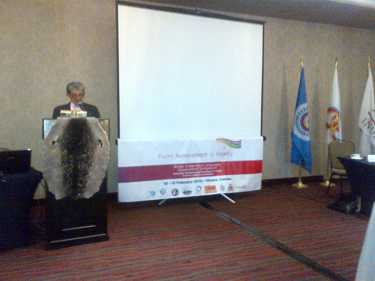 SDWG_Chair's tweet photo. Prof. Carl Christian Olsen (Puju), Greenlandic Language Secretariat, introducing #AILAS2015 symposium goals. http://t.co/JLU7u2cPNd