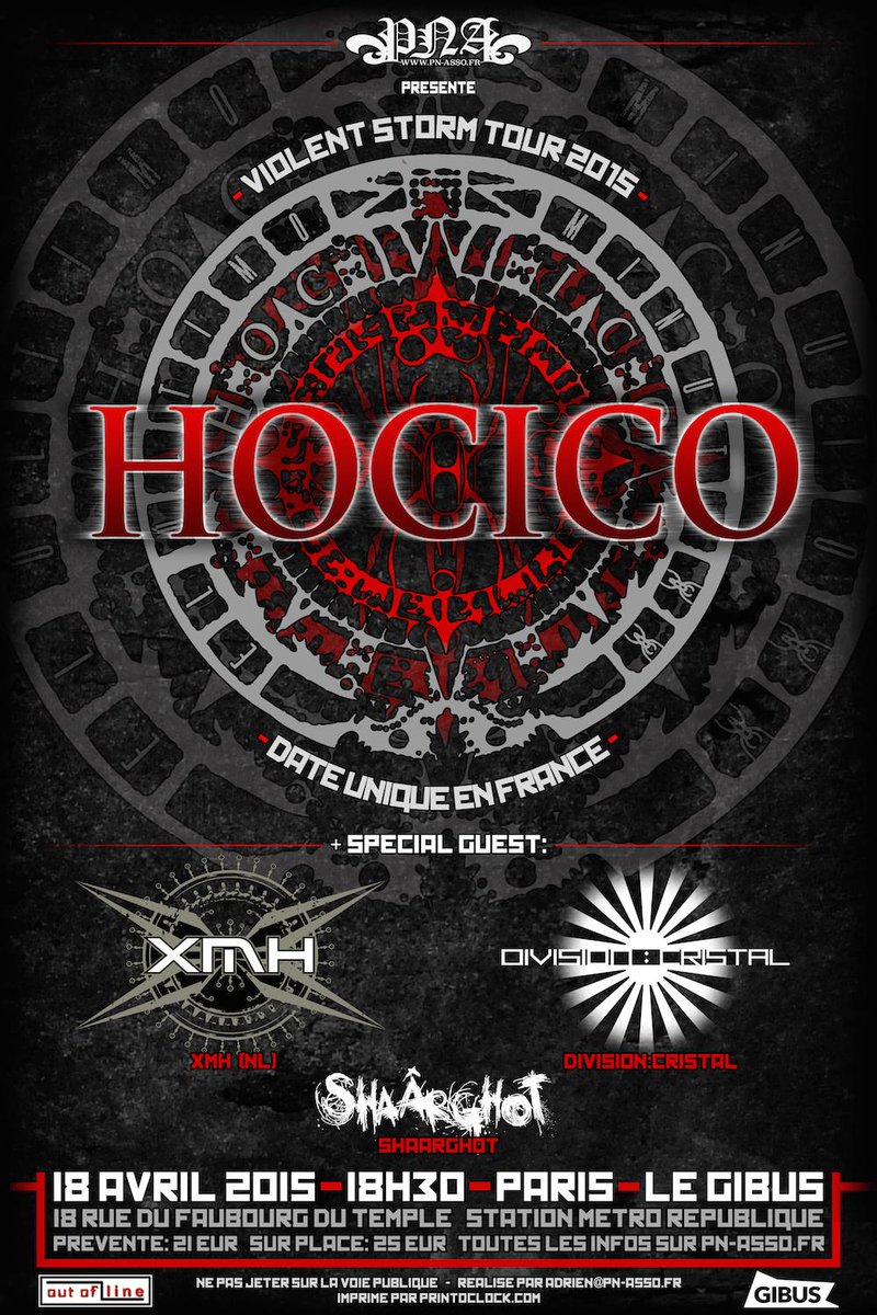 XMH live in Paris 18 April 2015 with Hocico