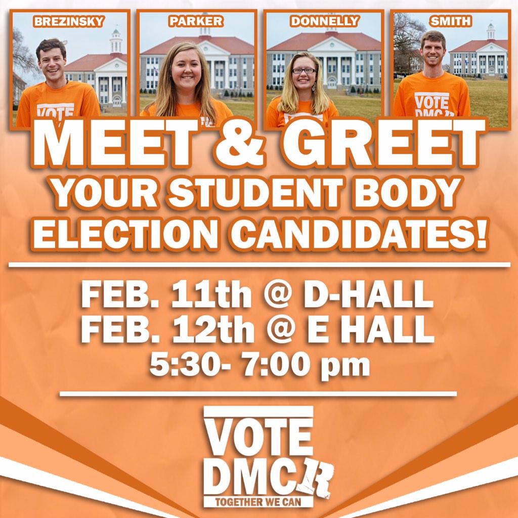 VoteDMCR's tweet photo. Meet the Candidates is going on tonight in D-Hall and tomorrow night in E-Hall! Hope to see you there! #VoteDMCR http://t.co/5FaFZjyTYB