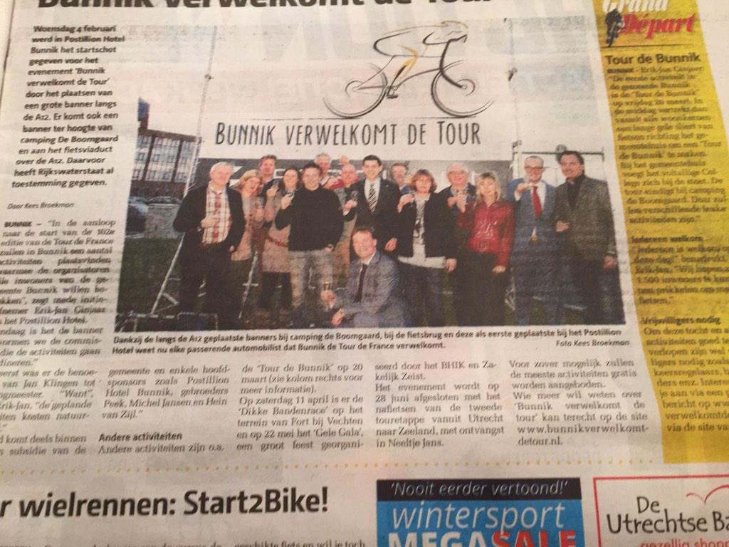 Bunnik verwelkomt de Tour. Vanaf 20 maart div. activiteiten. Lees het oa in Bunniks Nieuws &amp; Nieuwsbode #TDFutrecht