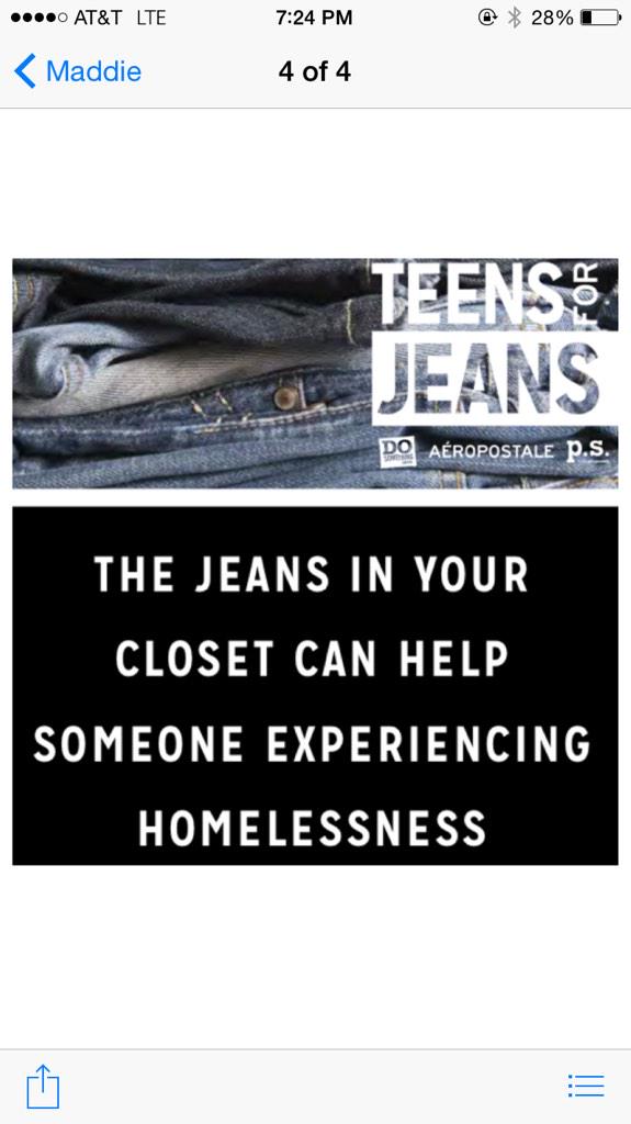 MegGrimes9's tweet photo. Hey everyone help support the cause and donate jeans to the jean drive &amp; bring them to Ms. Moss in student services!👖 http://t.co/n0SfnBh0US