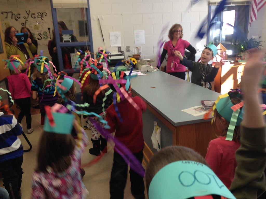beckyruel's tweet photo. K sharing their #Day100 song and dance in the #KES office today! http://t.co/snMvfESL20