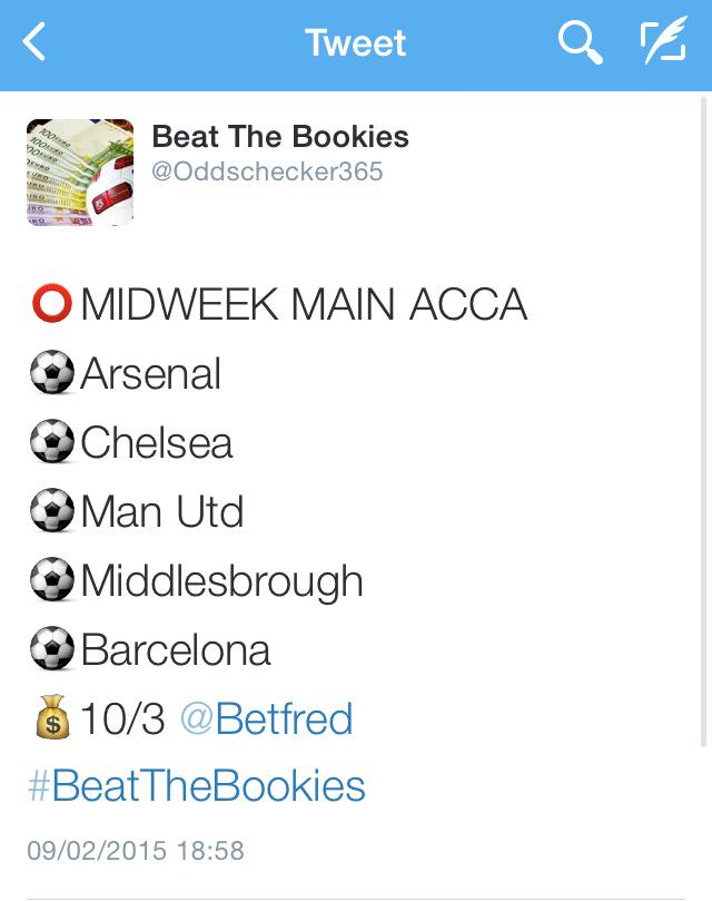 TwentyThreeBets's tweet photo. 10/3 WINNER! #MainAcca 🎉💰 

Not a huge win but at least it keeps the funds topped up. #BeatTheBookies http://t.co/quakzfMOjG