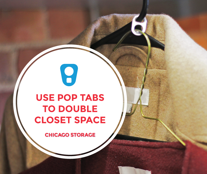 Connecting hangers with pop tabs will instantly free up space in a small closet!