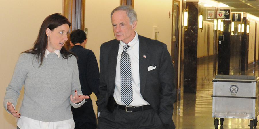 SenatorCarper's tweet photo. Thanks to @KendallMassett for chatting on the run on the good work @DECharterNetwrk is doing for students in #netde http://t.co/yBOLkn8LLW