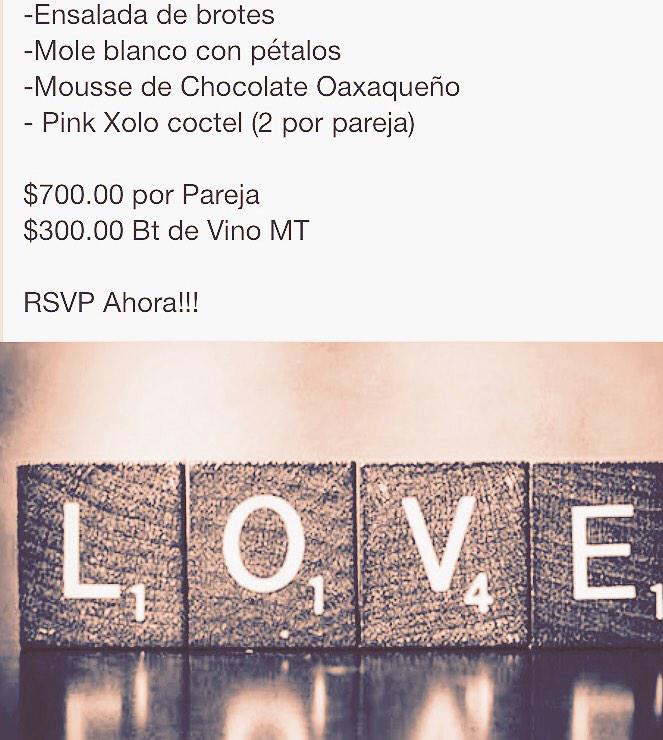 ¿Qué tienes planeado este 14 de febrero? Checa nuestro menú y ¡reserva ya!