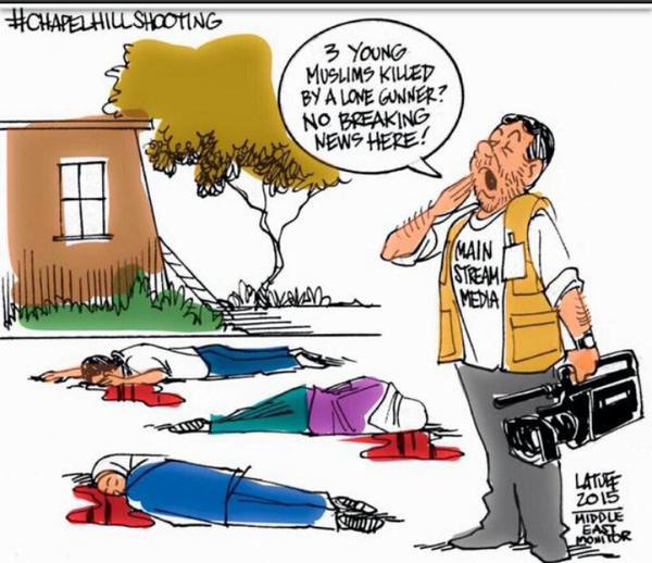 الاعلام الغربى :  مقتل 3 مسلمين عرب على يد ارهابى امريكى فى جامعة كارولينا