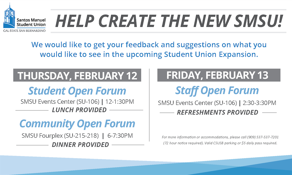 coyotecalling's tweet image. Help Create the New SMSU! Open forums Feb. 12 and 13. #CSUSB #csusbsmsu