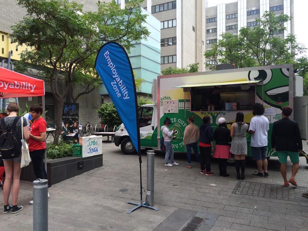 Getting set to go at <a href="/RMIT/">RMIT University</a> for lunch. Free chicken or beg curry cups on Bowen lane!