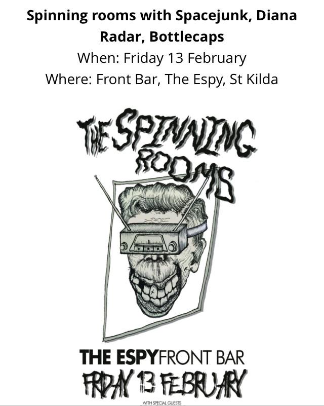 Eek! Tomorrow is Friday the 13th and we are playing <a href="/espyhotel/">The Espy</a> front bar with #spacejunk #dianaradar &amp; #bottlecaps