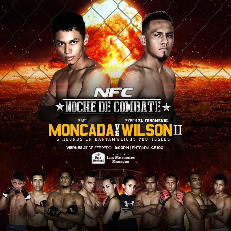 NFCMMAni's tweet photo. #NocheDeCombateNFC con 10 combates explosivos en @BWLasMercedes este 27FEB | 8PM | General C$100 #MMANicaragua http://t.co/uzmAQkrwjn