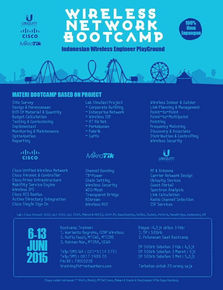 idnetworkers's tweet photo. Wireless Bootcamp 6-13 Juni '15.Indonesian Wireless Engineer PlayGround.100% ilmu lapangan. Info 02151145751 http://t.co/wOPgx1B1hW