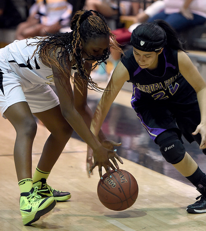 Photos: Arroyo Valley #Hawks Clinch SAL League w/Win Over <a href="/JHillsSpartans/">Jurupa Hills</a> Girls Basketball: photos.dailybulletin.com/2015/02/photos…