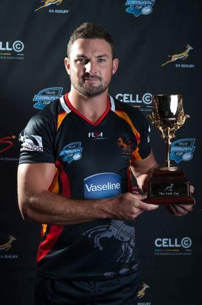 <a href="/Wandererschiefs/">Wanderers Rugby SA</a> captain, <a href="/claykelly44/">Clay Kelly</a> holding the Gold Cup at the launch of the #communitycup