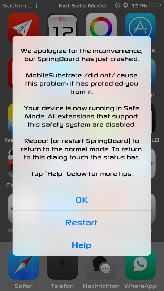 christianpysall's tweet image. @JonasGessner das Update von #CCLoader 1.2.8 Crasht unter #iOS 8.1.2 auf dem #iPhone5S✌️👊 #ExitSafeMode