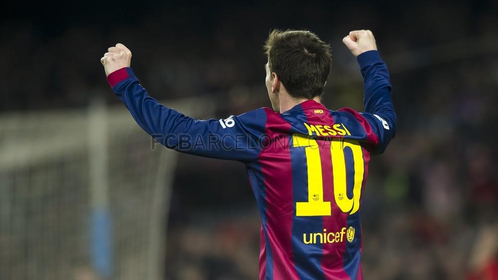 INDOBARCA_PDG's tweet photo. Leo Messi celebration #FCBVillarreal #BarcaPict http://t.co/hhA99ZiQyj