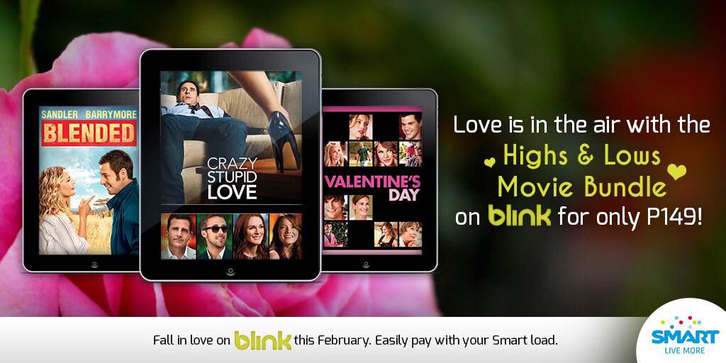 LiveSmart's tweet photo. Get 3 movies for P149 with blink Movie Bundles! No credit card needed, just pay with your Smart load. #SmartBlink http://t.co/cI52EkGARI
