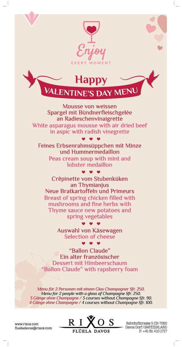 RixosDavos's tweet image. What inspires you for a special Valentine’s Day? In Rixos Flüela Davos, we offer several romantic experiences!