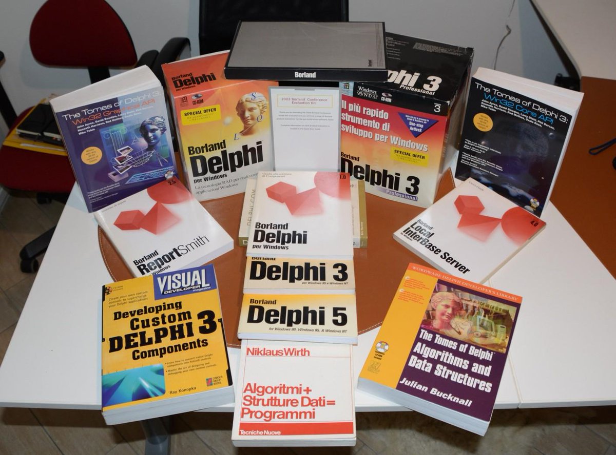 awebguy's tweet image. My personal collection (partial, I have tons of tshirts :-) ) of Delphi "vintage" items @delphitweetday #delphiweek