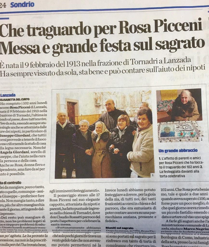 Dopo quelli di Leonilde ecco i 102 anni di Rosa ... si vive bene nel @Comunedilanzada #Valmalenco