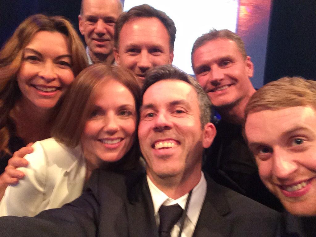 MartynAshton's tweet photo. I can't believe this photo from #CordClub @GeriHalliwell @therealdcf1 @danny_macaskill &amp; @suziperry @WingsforLifeUK http://t.co/7whFcrwLuH