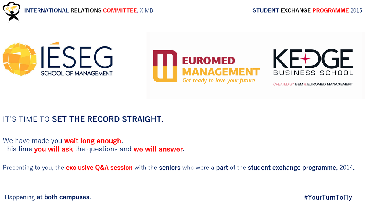 irc_ximb's tweet photo. We've made you wait a long time.
#Xclusive #QnAsession with the seniors.
#SEP2015 #IRC
We believe it's #YourTurnToFly http://t.co/iYEm4TA3fW