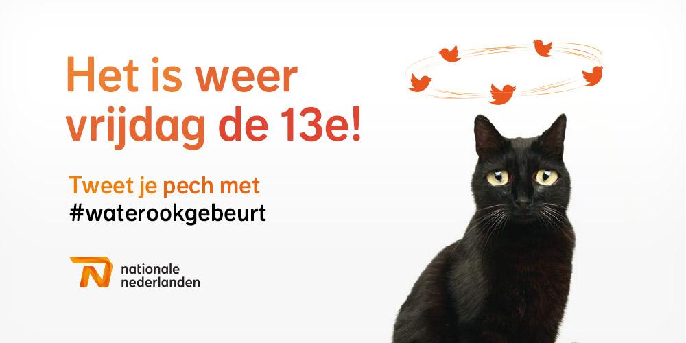 Vandaag is het vrijdag de 13e. Tweet je pech met #waterookgebeurt en wie weet maken wij je dag weer goed