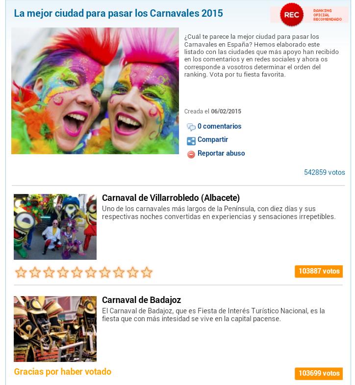 DomingosBadajoz's tweet photo. ESTAMOS A PUNTO DE SER LOS PRIMEROS EN LA ELECCIÓN DEL MEJOR CARNAVAL POR ANTENA 3!
#Badajoz! 
http://t.co/IYhbM8gTRL http://t.co/KMA6IAMp5L