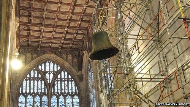 The bells of Malvern Priory have been taken down to be retuned in London. One bell dates back to 1350 - 1380!