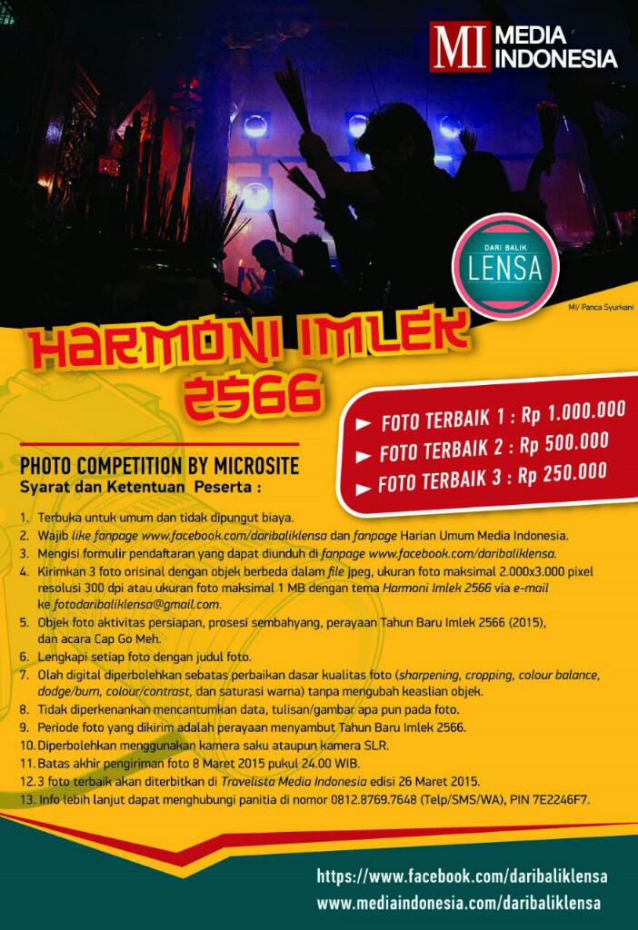 Salam Photography! Ikuti Lomba Photography DBL Harmoni Imlek 2566. FREE!!! more info : 081287697648. Pin 7e2246f7