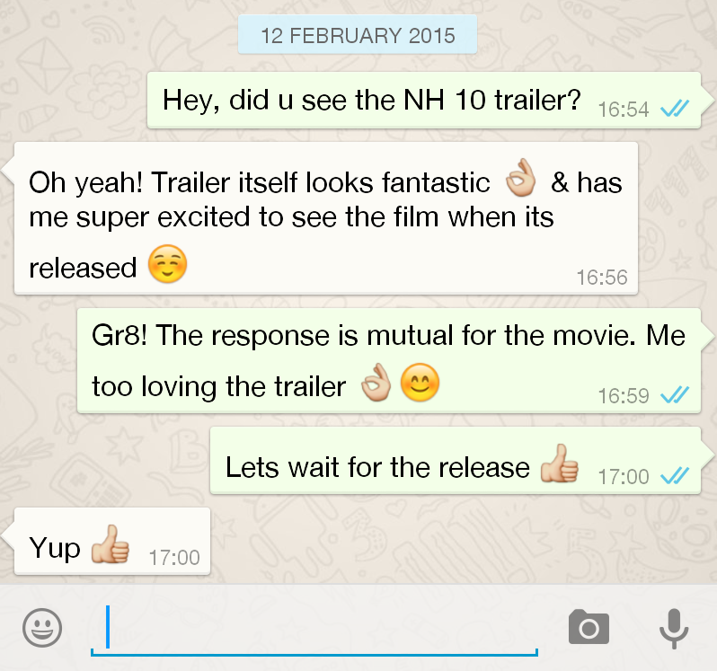 Nids_kapoor's tweet photo. @NH10themovie #NH10Trailer Loving the trailer :) Excited to see the film http://t.co/JaR1vv7QHJ