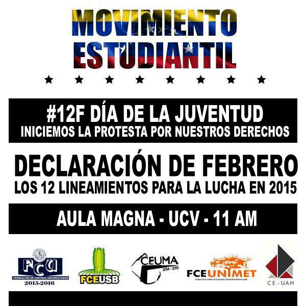 MovimientoDEMOS's tweet image. Hoy #12F. Firma de la Declaración de Febrero. Convocatoria Oficial del Movimiento Estudiantil. #SomosElFuturo.