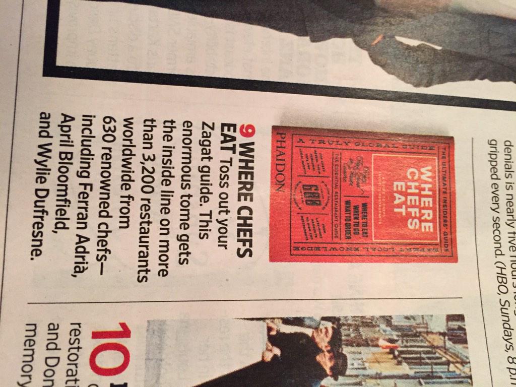 Brilliant new edition of Where Chefs Eat starring in <a href="/EW/">Entertainment Weekly</a> . Nice one, <a href="/joewarwick/">Joe Warwick</a>