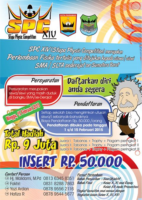 SMA1_PARIAMAN's tweet photo. Officialy invite! Come &amp; join^^! #SPCXIV #StupaPhysicCompetitionXIV @SmandubesPadang @SmandoePadang @smantsepadang http://t.co/caJocQbfKL