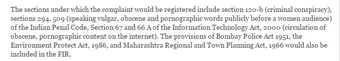 Rukmini's tweet photo. The sections under which AIB has been booked on the directions of a court are insane http://t.co/txneIT5GyJ http://t.co/GmY2ltNWHR