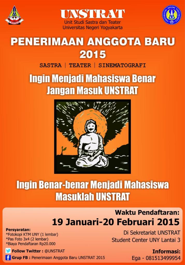 UNSTRAT_UNY's tweet photo. @kikikari Pendaftaran PAB @UNSTRAT 19 jan - 20 feb15 | info: cek fav | cp: 081513499954 | @SC_UNY lantai 3 http://t.co/yECnjKLD1p